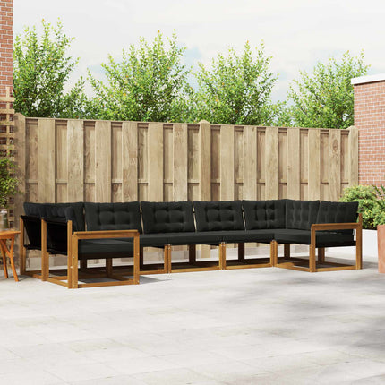 Utomhussoffset med kudde 7 pcs Naturlig och svart