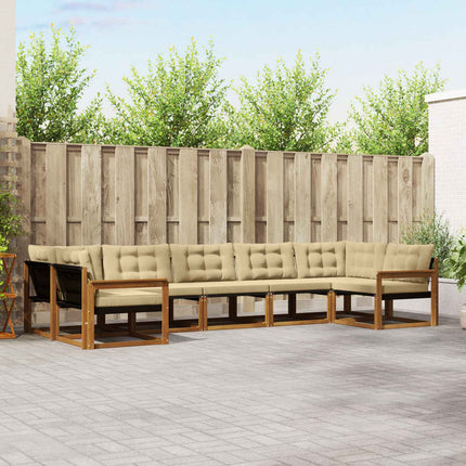 Utomhussoffset med kudde 7 pcs Naturlig och Beige