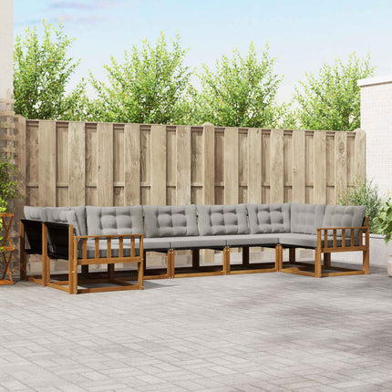 Utomhussoffset med kudde 7 pcs Naturlig och Ljus Grå
