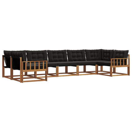 Utomhussoffset med kudde 7 pcs Naturlig och svart