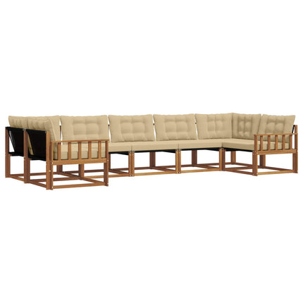 Utomhussoffset med kudde 7 pcs Naturlig och Beige