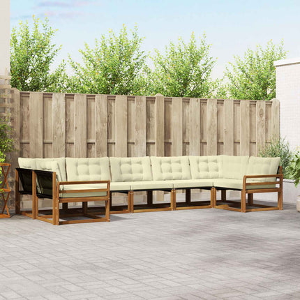 Utomhussoffset med kudde 7 pcs Naturlig och Grädde