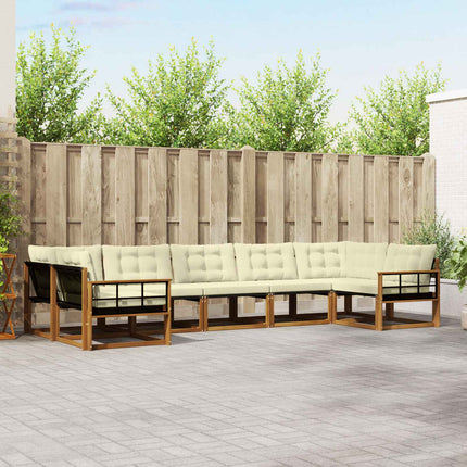 Utomhussoffset med kudde 7 pcs Naturlig och Grädde