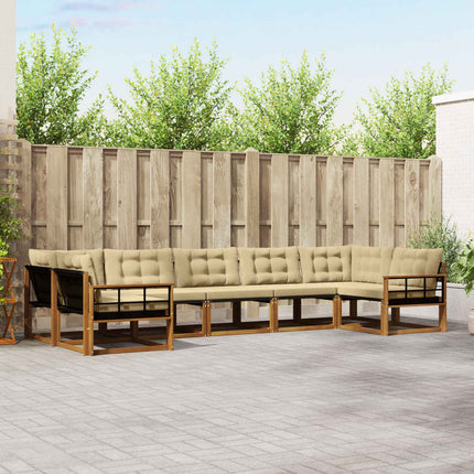 Utomhussoffset med kudde 7 pcs Naturlig och Beige