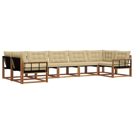 Utomhussoffset med kudde 7 pcs Naturlig och Beige