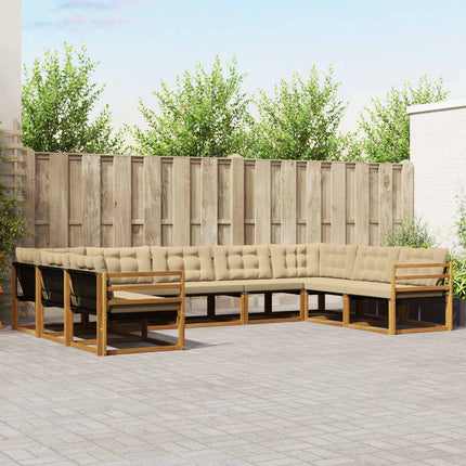 Utomhussoffset med kudde 9 pcs Naturlig och Beige