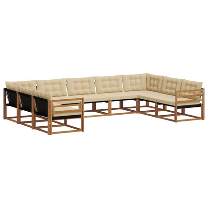 Utomhussoffset med kudde 9 pcs Naturlig och Beige