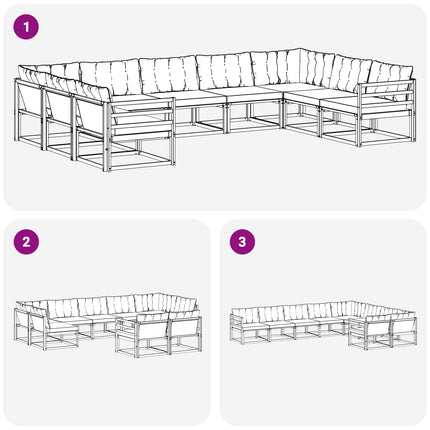 Utomhussoffset med kudde 9 pcs Naturlig och Beige