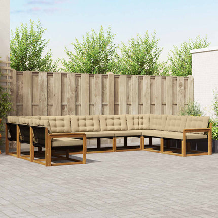 Utomhussoffset med kudde 9 pcs Naturlig och Beige