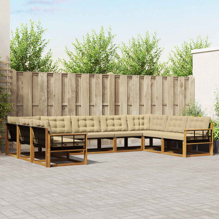 Utomhussoffset med kudde 9 pcs Naturlig och Beige