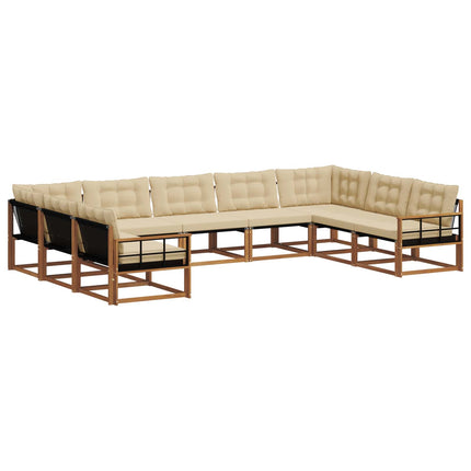 Utomhussoffset med kudde 9 pcs Naturlig och Beige
