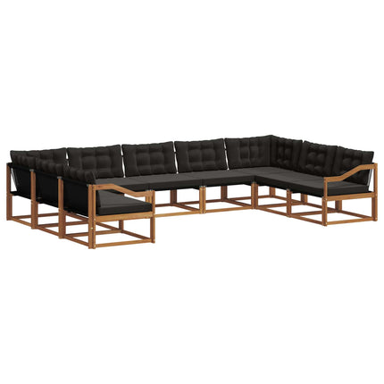 Utomhussoffset med kudde 9 pcs Naturlig och svart