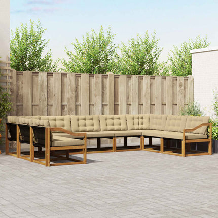 Utomhussoffset med kudde 9 pcs Naturlig och Beige