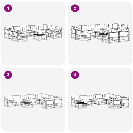 Utomhussoffset med kudde 10 pcs Naturlig och svart