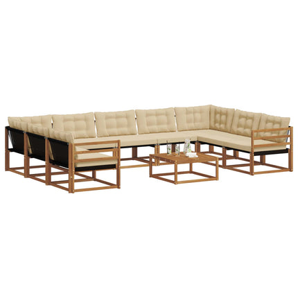 Utomhussoffset med kudde 10 pcs Naturlig och Beige