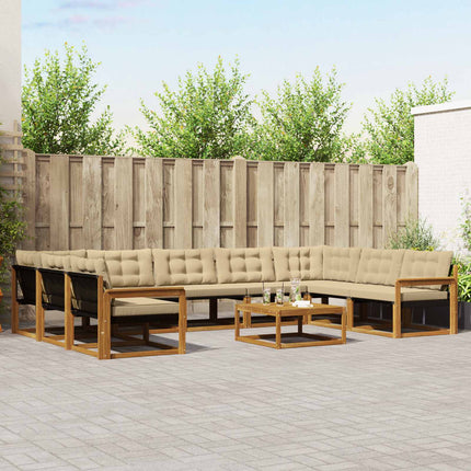 Utomhussoffset med kudde 10 pcs Naturlig och Beige
