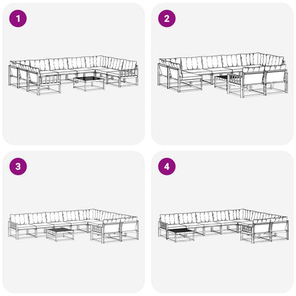 Utomhussoffset med kudde 10 pcs Naturlig och Grädde