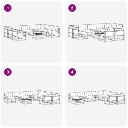 Utomhussoffset med kudde 10 pcs Naturlig och svart