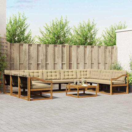 Utomhussoffset med kudde 10 pcs Naturlig och Beige