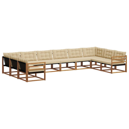 Utomhussoffset med kudde 10 pcs Naturlig och Beige