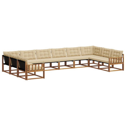 Utomhussoffset med kudde 10 pcs Naturlig och Beige