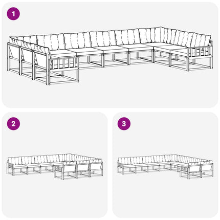 Utomhussoffset med kudde 10 pcs Naturlig och Beige