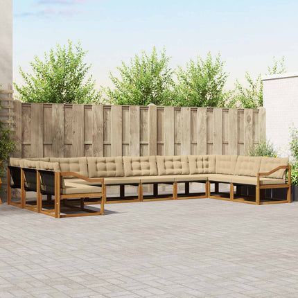 Utomhussoffset med kudde 10 pcs Naturlig och Beige
