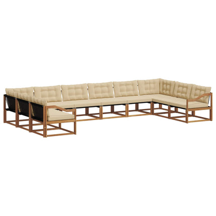 Utomhussoffset med kudde 10 pcs Naturlig och Beige