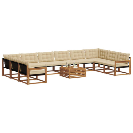 Utomhussoffset med kudde 11 pcs Naturlig och Beige