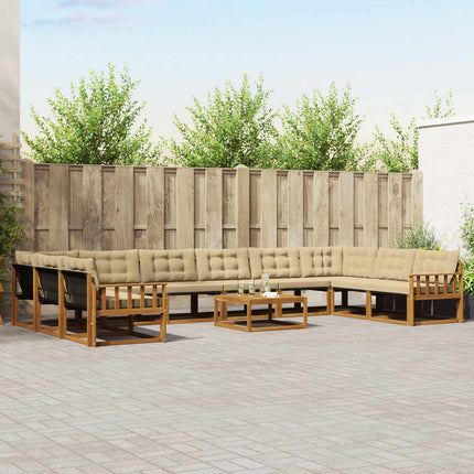 Utomhussoffset med kudde 11 pcs Naturlig och Beige