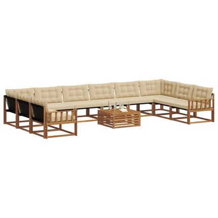 Utomhussoffset med kudde 11 pcs Naturlig och Beige