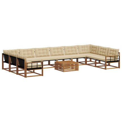 Utomhussoffset med kudde 11 pcs Naturlig och Beige
