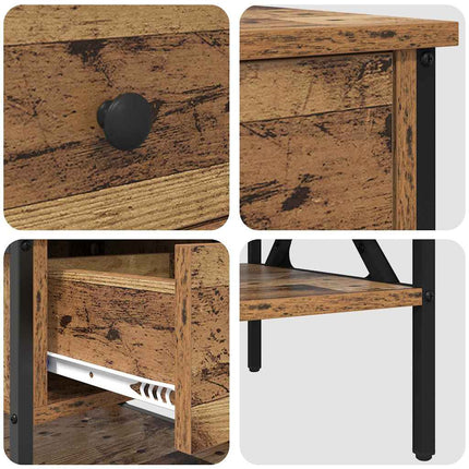 Sängbord med låda 2 pcs Gammalt trä 40 x 42 x 45 cm