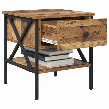 Sängbord med låda 2 pcs Gammalt trä 40 x 42 x 45 cm