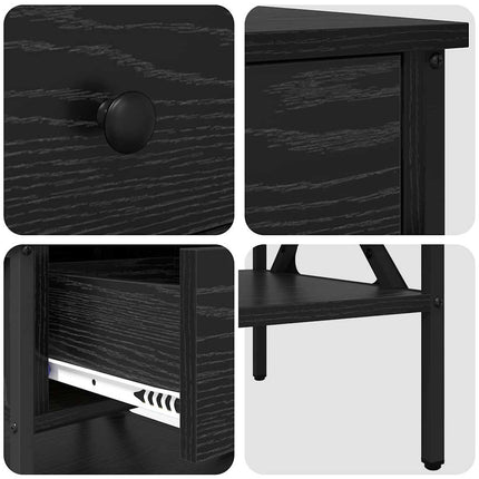 Sängbord Svart ek 40 x 42 x 45 cm Konstruktionsträ och metall