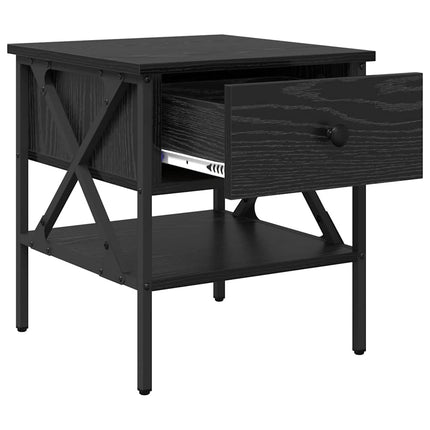 Sängbord Svart ek 40 x 42 x 45 cm Konstruktionsträ och metall