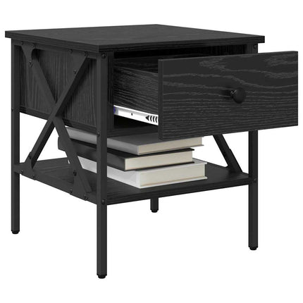 Sängbord med låda 2 pcs Svart ek 40 x 42 x 45 cm