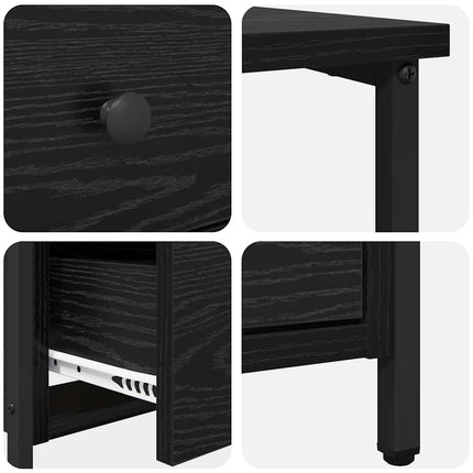 Nattduksbord 2 st Svart ek 30 x 60 x 60 cm Konstruerat trä