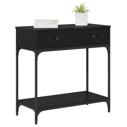 Konsolbord med låda Svart ek 75 x 34,5 x 75 cm Konstruerat trä