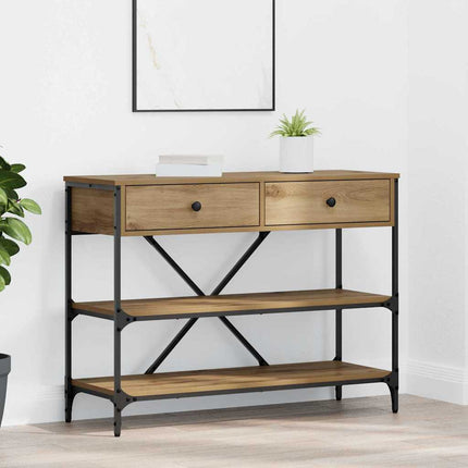 Konsolbord med låda med hylla Brun 100 x 34,5 x 75 cm trä