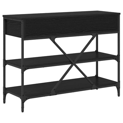 Konsolbord med låda med hylla Svart Ek 100 x 34,5 x 75 cm trä