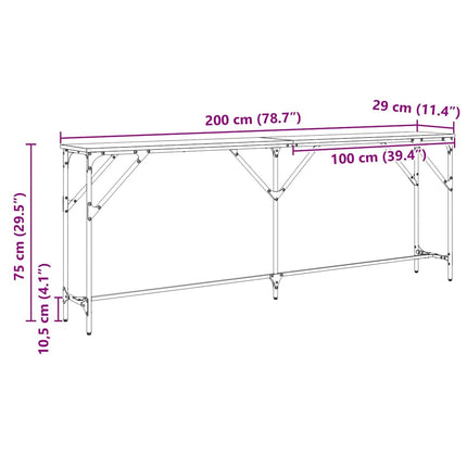 Konsolbord Gammalt trä 200 x 29 x 75 cm
