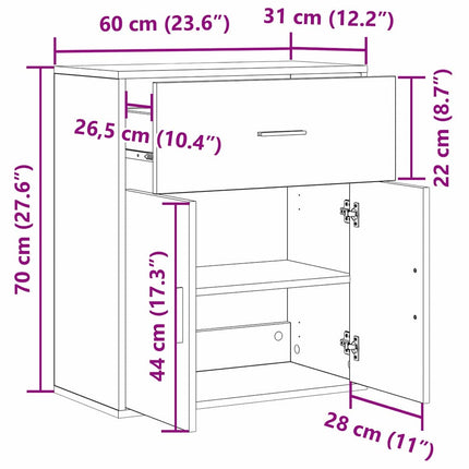 Sideboard Gammalt trä 60 x 31 x 70 cm Konstruerat trä