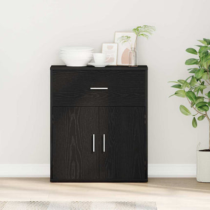 Sideboard med låda Svart Ek 60 x 31 x 70 cm Konstruerat trä