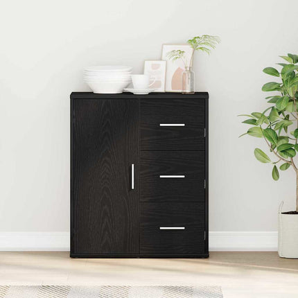 Sideboard med låda Svart Ek 60 x 31 x 70 cm Konstruerat trä