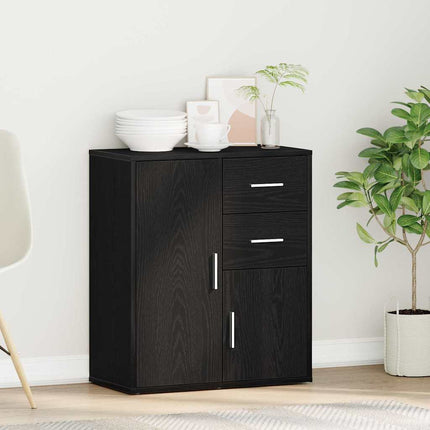 Sideboard med låda Svart Ek 60 x 31 x 70 cm Konstruerat trä