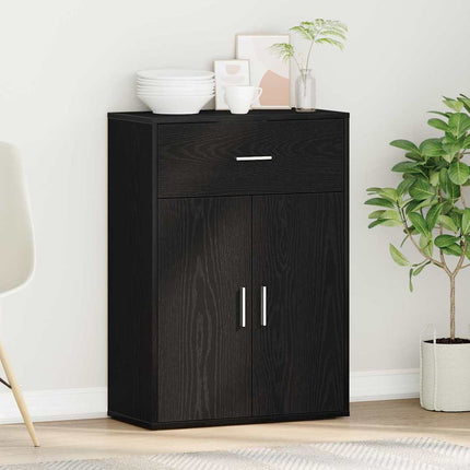 Sideboard med låda Svart Ek 60 x 30 x 84 cm Konstruerat trä