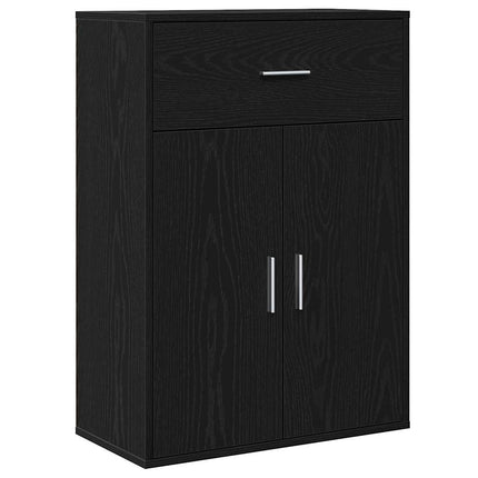 Sideboard med låda Svart Ek 60 x 30 x 84 cm Konstruerat trä