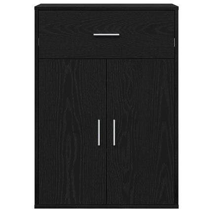 Sideboard med låda Svart Ek 60 x 30 x 84 cm Konstruerat trä