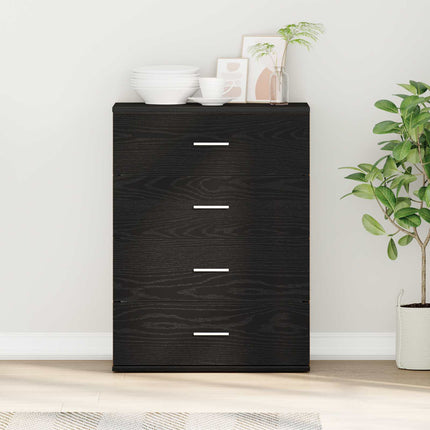Sideboard med låda Svart Ek 60 x 39 x 80 cm Konstruerat trä